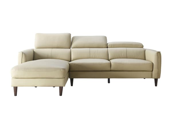 Vente-unique - Vänstervändvänd hörnsoffa i beige buffellädermaterial SALVI
