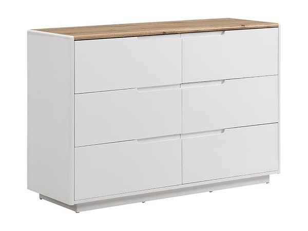 Vente-unique - Byrå AMANI - 6 lådor - MDF - Vitlackad och ek