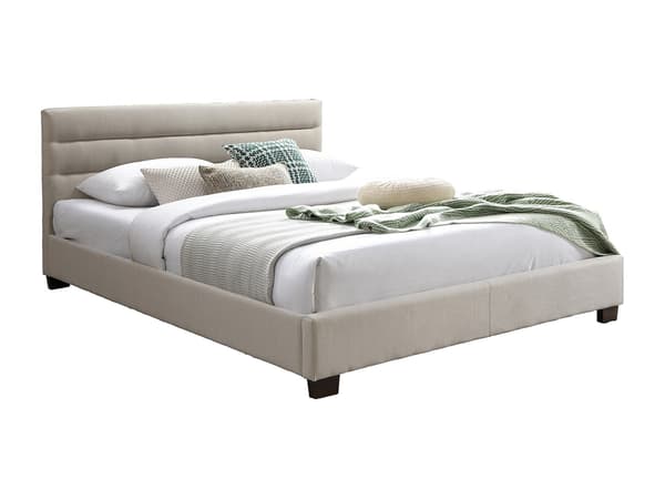Vente-unique - Säng 140 x 190 cm - Tyg - Beige - FAUSTIN