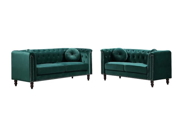 Vente-unique - 3-sits och 2-sits soffor i sammet - Smaragdgrön - TURNER