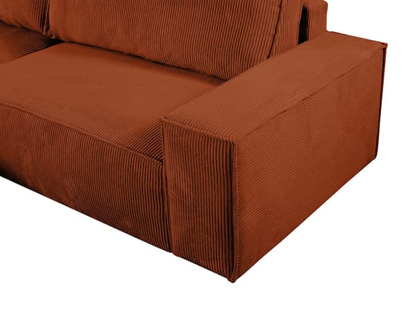 Vente-unique - Vänstervändvänd bäddsoffa i terrakotta manchester AMELIA