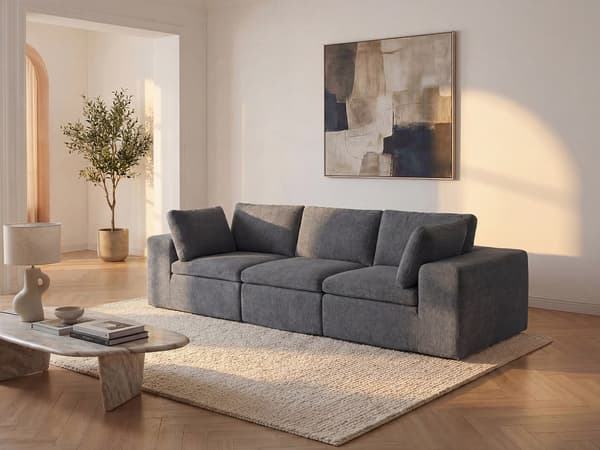 Vente-unique - 3-sits modulär soffa i antracitgrått tyg CORTOLINE