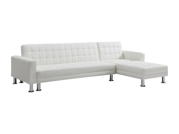 Vente-unique - Vändbar hörnbäddsoffa i vitt läderimitation WILLIS II