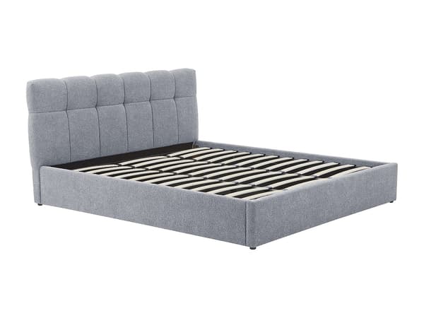 Vente-unique - Sängram med förvaring 180 x 200 cm - Bouclé-tyg - Grå - MAZIRI