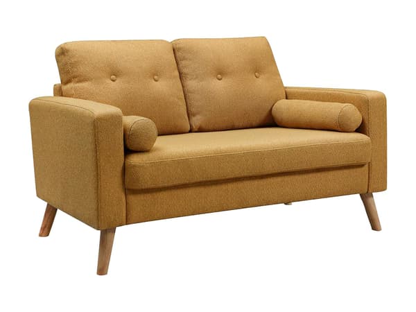 Vente-unique - 2-sits soffa i gult tyg med bouclé-effekt TATUM