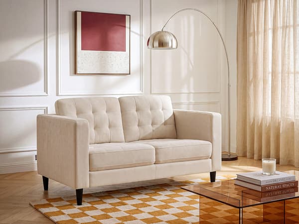 Vente-unique - 2-sits soffa i beige tyg DIBALU