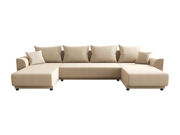 Vente-unique - Panoramabäddsoffa i beige tyg NESSARO