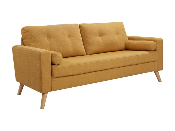 Vente-unique - 3-sits soffa i gult tyg med bouclé-effekt TATUM