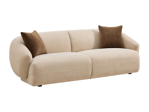 Vente-unique - 3-sits soffa i texturerat beige tyg MIBASTO