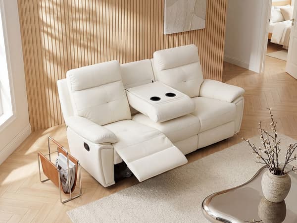 Vente-unique - VINETA 3-sits vilsoffa i vitt läder