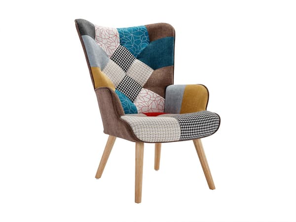 Vente-unique - Fåtölj i patchworktyg VATELY