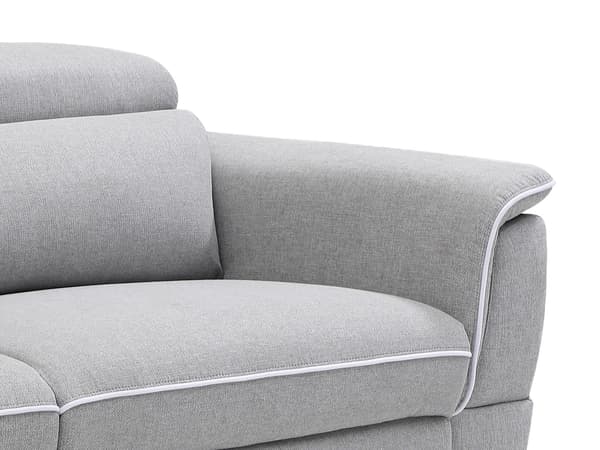 Vente-unique - MACARI 3-sits elektrisk vilsoffa i grått tyg