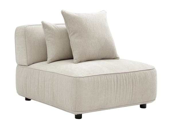 Vente-unique - Fåtölj i beige chenilletyg LELACO