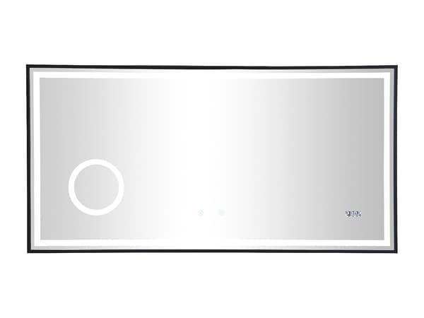 Vente-unique - Rektangulär LED-badrumsspegel med digital klocka 120 x 60 cm AITANA