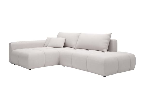 Vente-unique - Vänsterställd öppen bäddsoffa i beige texturerat tyg MINTURNO