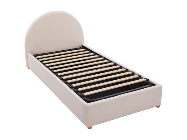 Vente-unique - Säng med förvaring 90 x 200 cm - Bouclé-tyg - Crème - LIRIMO
