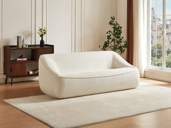 Vente-unique - 3-sitssoffa i texturerat beige tyg KIREBA