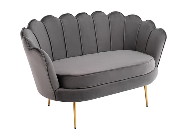 Vente-unique - 2-sits snäcksoffa i brungrå sammet DANDELION