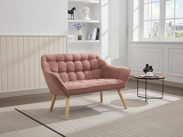 Vente-unique - 2-sits soffa i rosamelerat tyg CASERTA