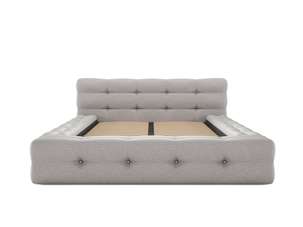 Vente-unique - Vadderad säng 160 x 200 200 cm - Grå melerat tyg - Ljusgrå - LERUCO