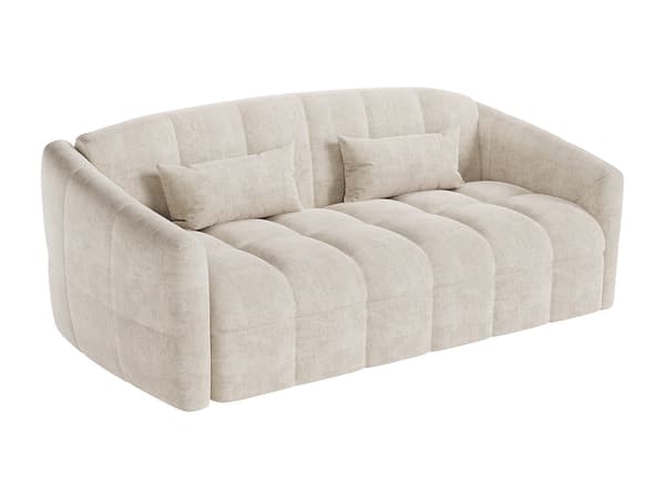 Vente-unique - 4-sitssoffa bäddbar snabbmodell i beige sammet - Sovbredd 160 cm - Madrass 13 cm RETUNA