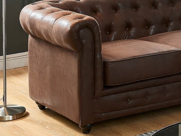 Vente-unique - Hörnssoffa i åldrat läderutseende mikrofiber CHESTERFIELD