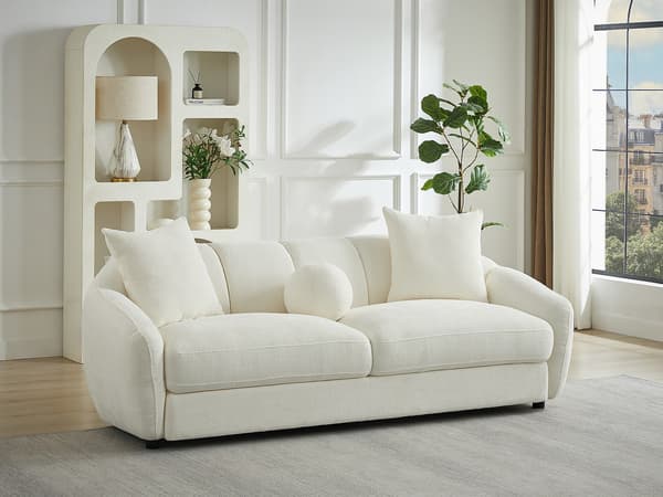 Vente-unique - 3-sits soffa i strukturerat elfenbenstyg NAFEKI