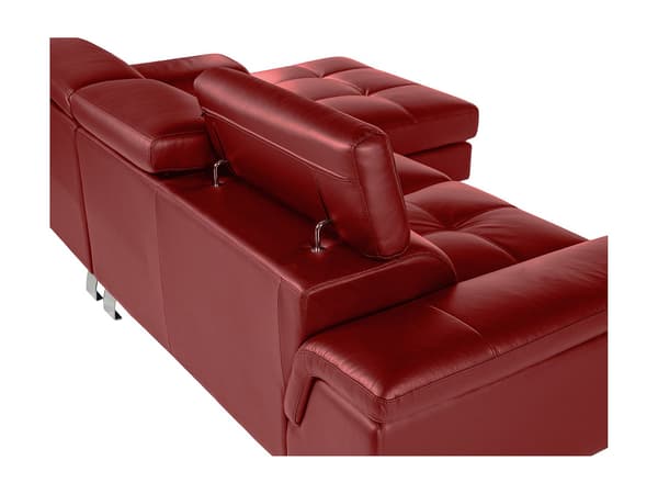 Vente-unique - MISHIMA lädersoffa med divan - Röd - Högervänd