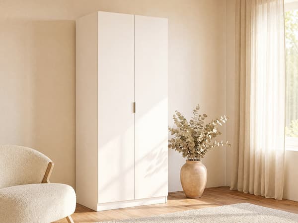 Vente-unique - Garderob med 2 dörrar - B81 cm - Vit - LISTOWEL