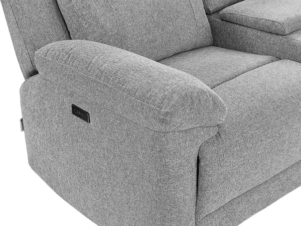 Vente-unique - 2-sits soffa med elektrisk relaxfunktion och bricka i melerat grått tyg KELUNO