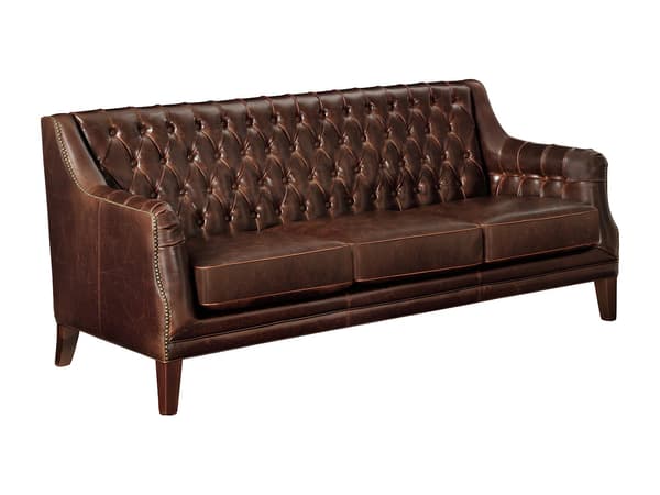 Vente-unique - 3-sits soffa i läder COLBERT - Brun