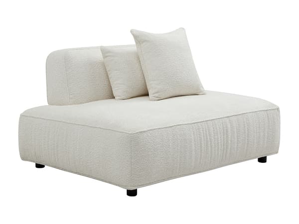 Vente-unique - Vänstervänd schäslong i off-white bouclé-tyg LELACO