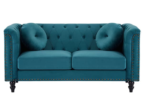 Vente-unique - 3-sits och 2-sits soffor i sammet - Petrolblå - TURNER