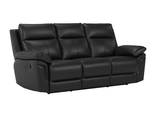 Vente-unique - 3-sits reclinersoffa i svart buffelläder PAKITA