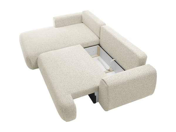Vente-unique - Vänstervändvänd bäddsoffa i melerat beige tyg MONELIA