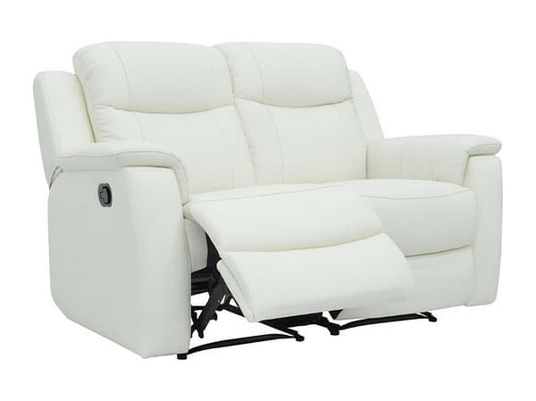 Vente-unique - 2-sits EVASION reclinersoffa i läder - elfenbensvit