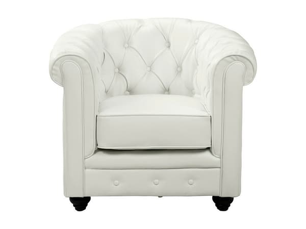 Vente-unique - Set med 2 fåtöljer i läderimitation CHESTERFIELD - Vit