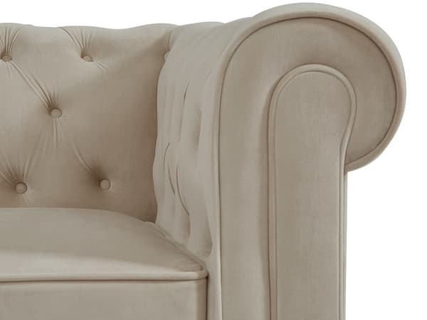 Vente-unique - Fåtölj CHESTERFIELD - Beige sammet