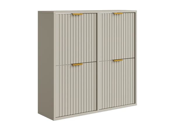 Vente-unique - Skoförvaring med 4 nedfällbara fack - Beige och guld - FRALYN