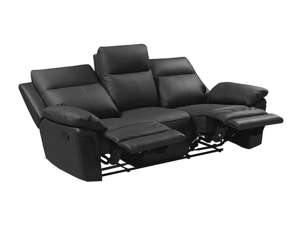 Vente-unique - 3-sits reclinersoffa i svart buffelläder PAKITA