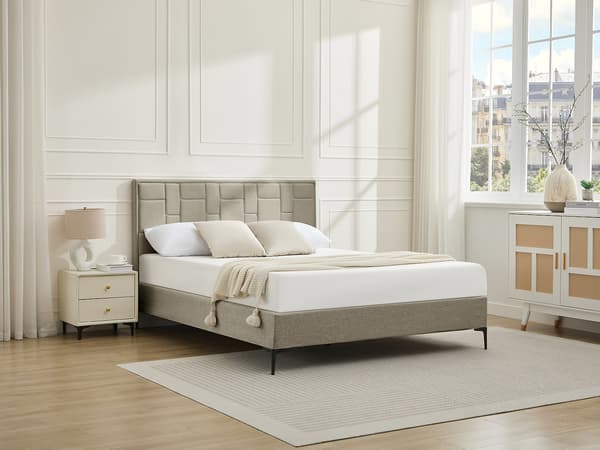 Vente-unique - 160cm Sänggavel - Sammet - Taupe - HERMINE