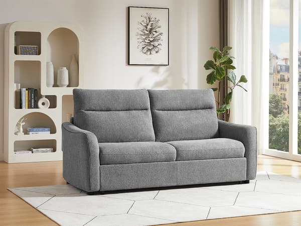 Vente-unique - Bäddsoffa express 3-sits i grått tyg SOVANIA