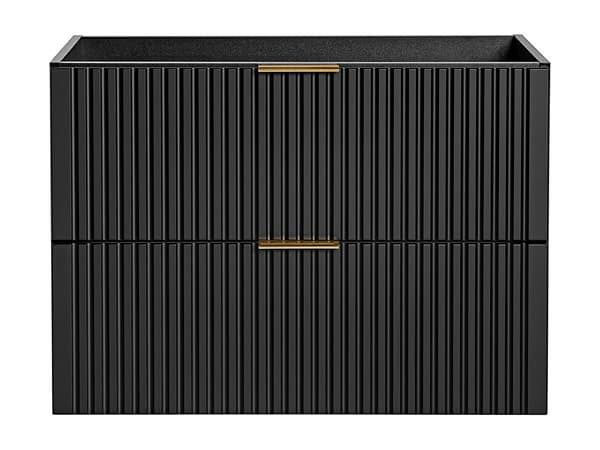 Vente-unique - Upphängd vaskskåp med räfflor - Svart - 80 cm - ZEVARA