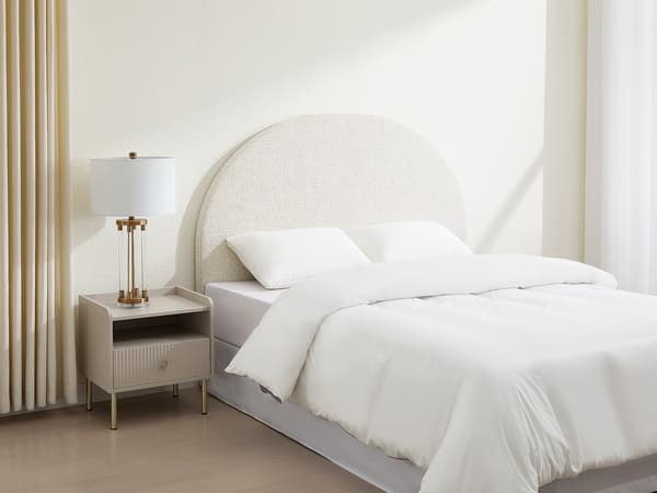 Vente-unique - Sänggavel 180 cm - Strukturerat tyg - Beige - PANIOTI