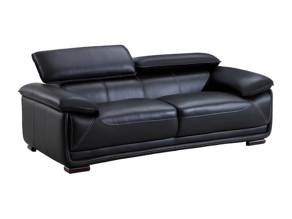 Vente-unique - 3-sitssoffa i svart läder MACELO