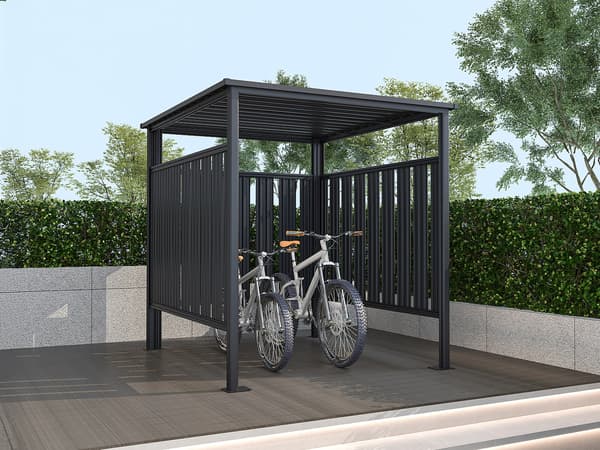 Vente-unique - Multifunktionellt cykelskydd i antracitgrått galvaniserat stål - 3,65 m² - COPERNO
