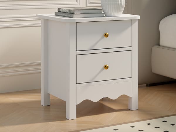 Vente-unique - Set med 2 sängbord med 2 lådor - Vit - ILIZANA