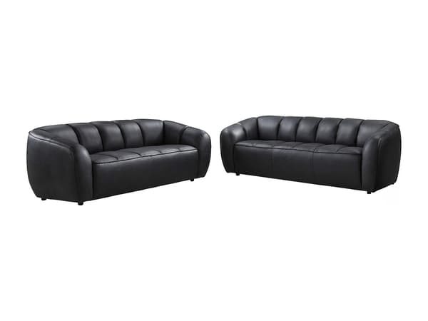 Vente-unique - 3-sitsig och 2-sitsig soffa i svart läder PRADONI