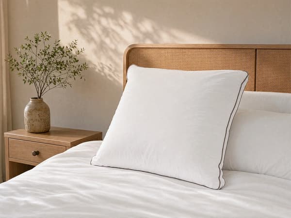 Vente-unique - Kudde med dunkänsla i bomullsperkale 91 trådar/cm² - 65 x 65 cm - 700 g - Vit - AUXENCE