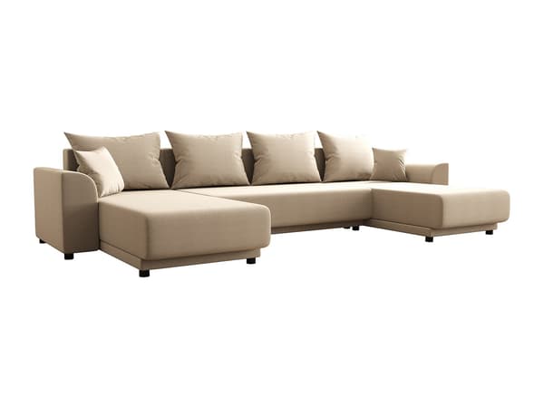 Vente-unique - Panoramabäddsoffa i beige tyg NESSARO